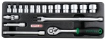 Набор головок и аксессуаров 3/8" 6-24 мм, 18 предметов в ложементе (A) TOPTUL GCAT1808